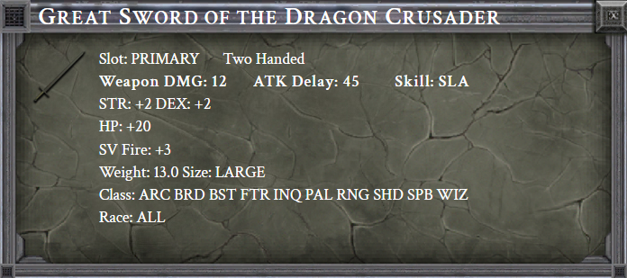GREAT SWORD OF THE DRAGON CRUSADER item card